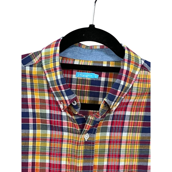 J Mclaughlin Plaid Button Down Long Sleeve Men's Shirt Size Medium Lightweight - Picture 2 of 5